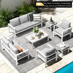 【Multiple packages arrived at different times】YODOLLA Aluminum Patio Furniture Set,  7 Pieces Modern Outdoor Patio Furniture with Coffee Table, for Balcony, Porch, Lawn and Yard