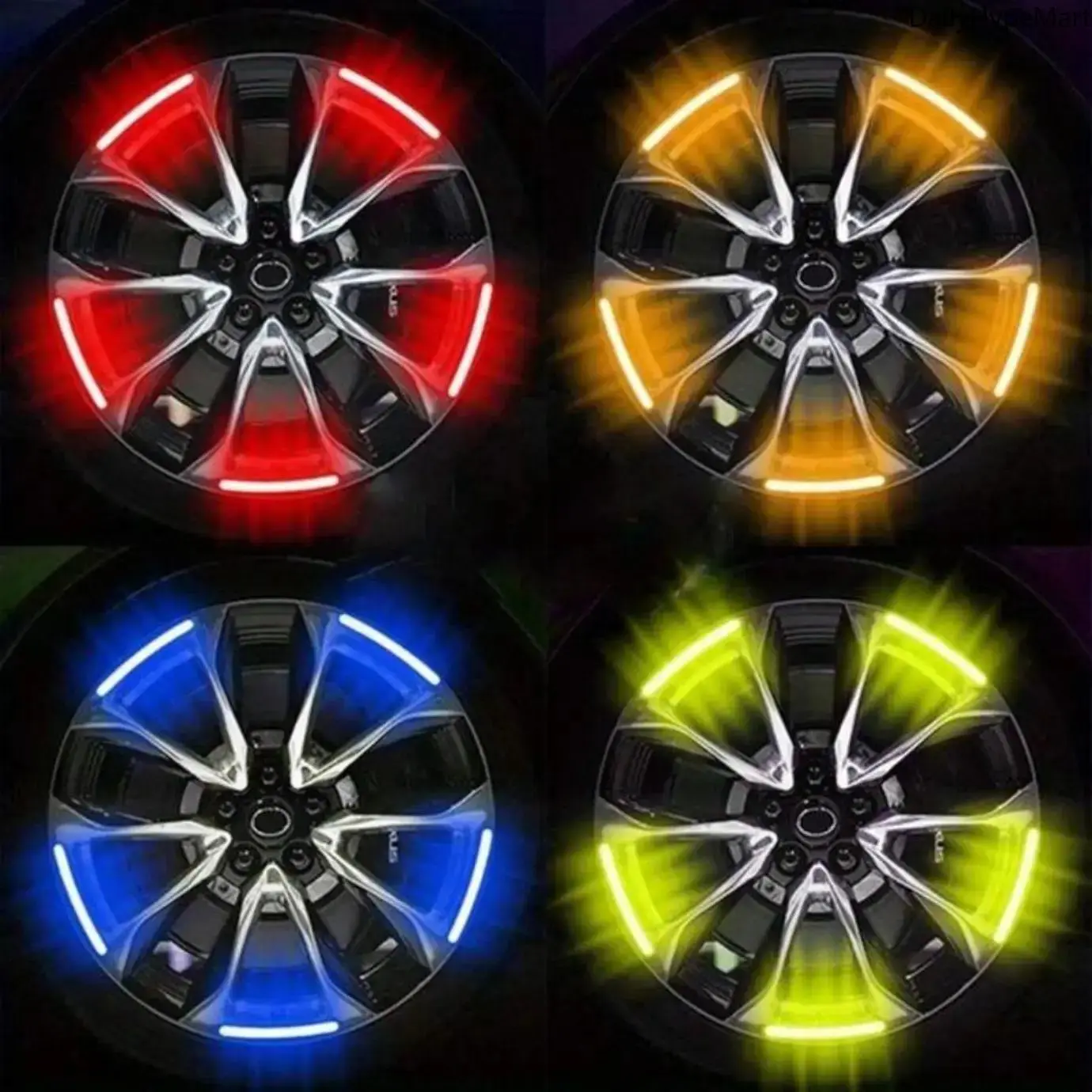 40-Piece Curved PVC Wheel Stickers, Stylish Reflective Rim Stripes for High-Visibility Automotive Decoration, Rims, Car Accessories
