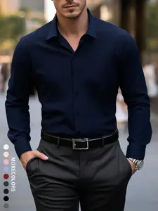 Men's Business Iron-Free Shirt with Hemming, Formal Office Wear, Professional Look for Meetings & Workouts, Durable Stitching Design