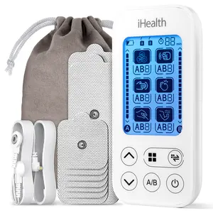 iHealth Dual-Channel TENS Unit Muscle Stimulator Customizable Pain Relief for Back Shoulder Neck Sciatica 24 Treatments 15 Intensities 90-Hour Battery Life Multi-Size Electrode Pads