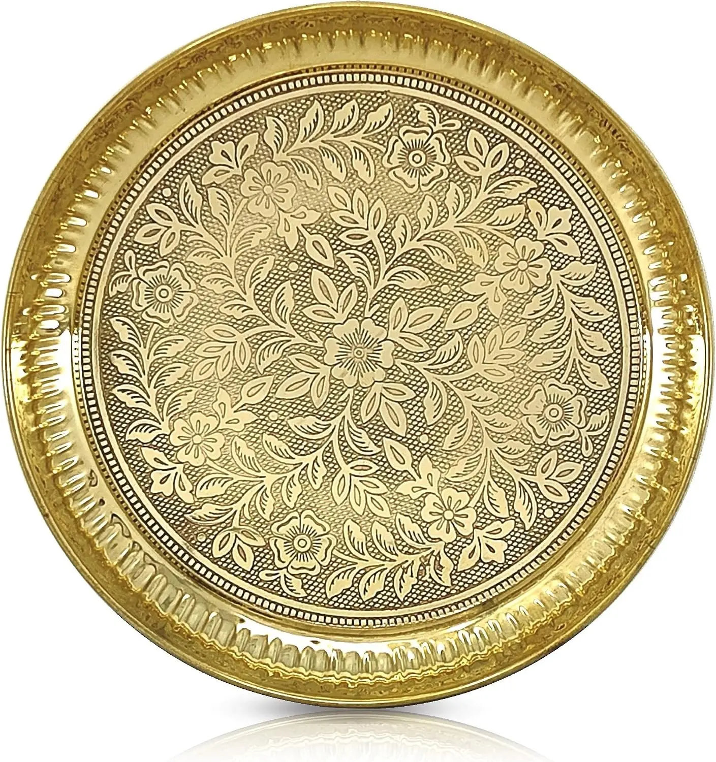 8 Inch Traditional Handcrafted Pooja Thali Puja Plate for Temple Worship Decorative Plate for Home Office Wedding Return Gift Items