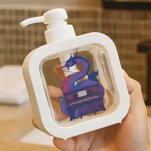 Whimsical Pump Dispenser Bottle with Dragon Design - Refillable Soap/Hand Wash Container, Plastic for Bathroom/Kitchen - Fun and Stylish Countertop Decor, Ideal for Fantasy Lovers!