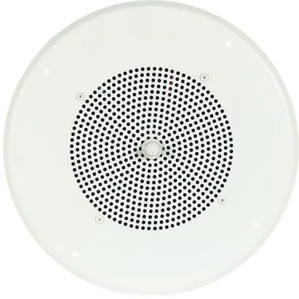 ASWG1DK Enamel Over Steel Recessed Ceiling Speaker - 1W Amplifier-Integrated Audio Speaker, White, 8" Cone, Detachable Knob, Front-Mounted Volume Control, Adjustable Paging Level