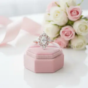 14k Rose Gold Double Halo Oval Cut Diamond Option Engagement Ring