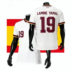 Premium White Athletic Soccer Jersey with Star Player Number 19 Spanish Team Inspired Colorway Breathable Moisture Wicking Short Sleeve Football Fan Shirt
