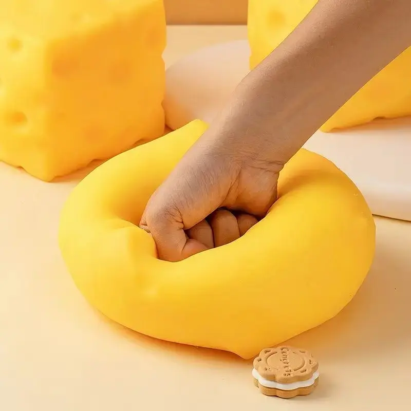 Giant Cheese Squeeze Toy, Large Cube Stress Relief Toy, Slow Rebound Sensory Toy, Soft Bounce Fun Gift, Relaxing and Entertaining