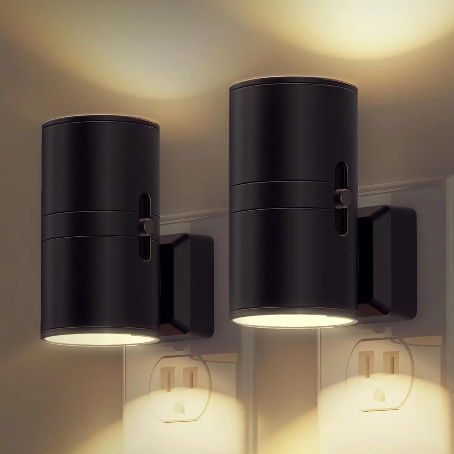 Modern Night Lights Plug into Wall, Dusk to Dawn Sensor, Soft White 3000K, 0-100LM Adjustable Brightness, Dimmable Night Lights for Hallway Bedroom Stairway, 2 Pack |   Dusk to Dawn Sensor, Adjustable Brightness 0-100LM, Dimmable, Soft White 3000K,