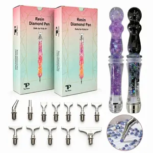 2 Pcs Handheld Liquid Sand Diamond Art Pens, 5D Diamond Painting Accessories, Neon Resin DIY Crafts Tools Gift for Adults