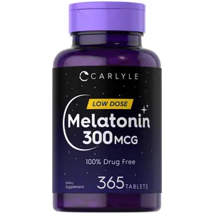 Carlyle Melatonin 300 mcg | 365 Tablets | Low Dose | Vegetarian, Non-GMO, Gluten Free