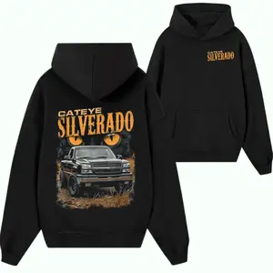 Cateye Silverado Hoodie – Black Pullover Hoodie Featuring Chevy Truck Graphic, Cat Eye Design and Bold Western Off-Road Streetwear Style