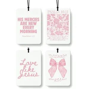 Christian  Air Freshener 4 count, Girly  Bow Floral Religious Hanging Air Freshener for  Closet Drawer Books, Cute Preppy Christian  Accessories Mirror Decor for Women