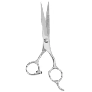 VOCOSTE Stainless Steel Straight Scissors for Long Short Thick Hard Soft Hair for Men Women Silver Tone