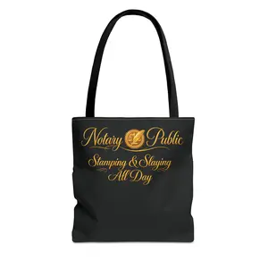 Notary Public Stamping & Slaying All Day Tote Bag | Black Gold Typography