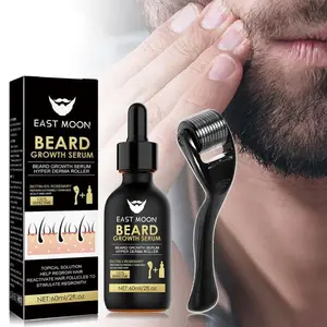 Beard Growth Serum And Beard Massage Skin Roller, For Thicker And Shinier Beards; Daily Beard Care Products And Tools For Men.