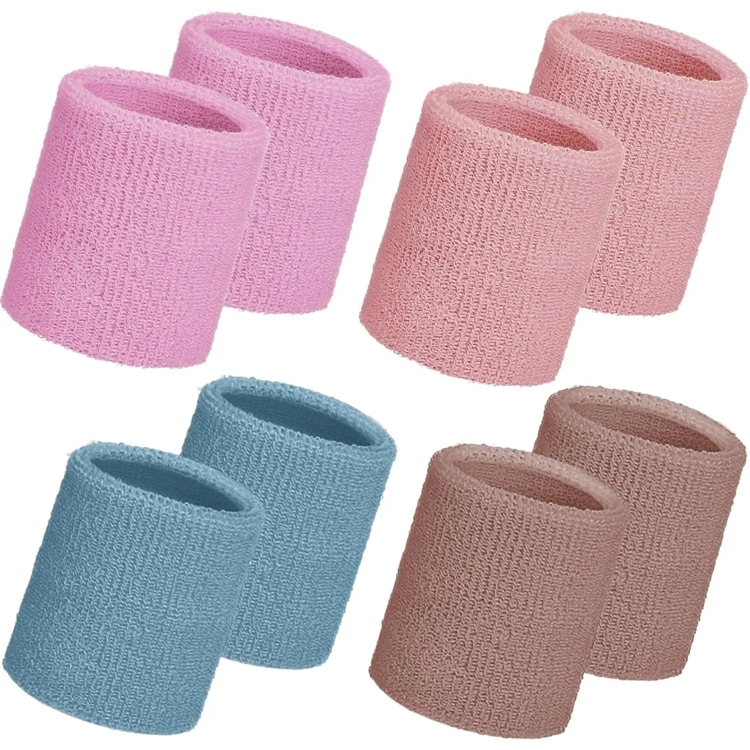 8 Pack Wrist Sweatbands Sports Wristbands Tennis Sweatbands Neon 80s Thick Cotton Gymnastics Sweat Band Athletic Football Soccer Sports Wristband for Men Women Party