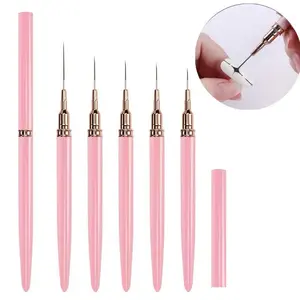 5pcs Professional Nail Art Pen Set, Various Sizes 7-25mm, Gel Painting Tools, Nail Art Brush, DIY Manicure Salon Supplies, Professional & Home Use