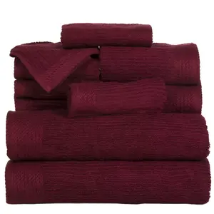 Solid Bath Towels And Washcloths 10pc Burgundy - Yorkshire Home