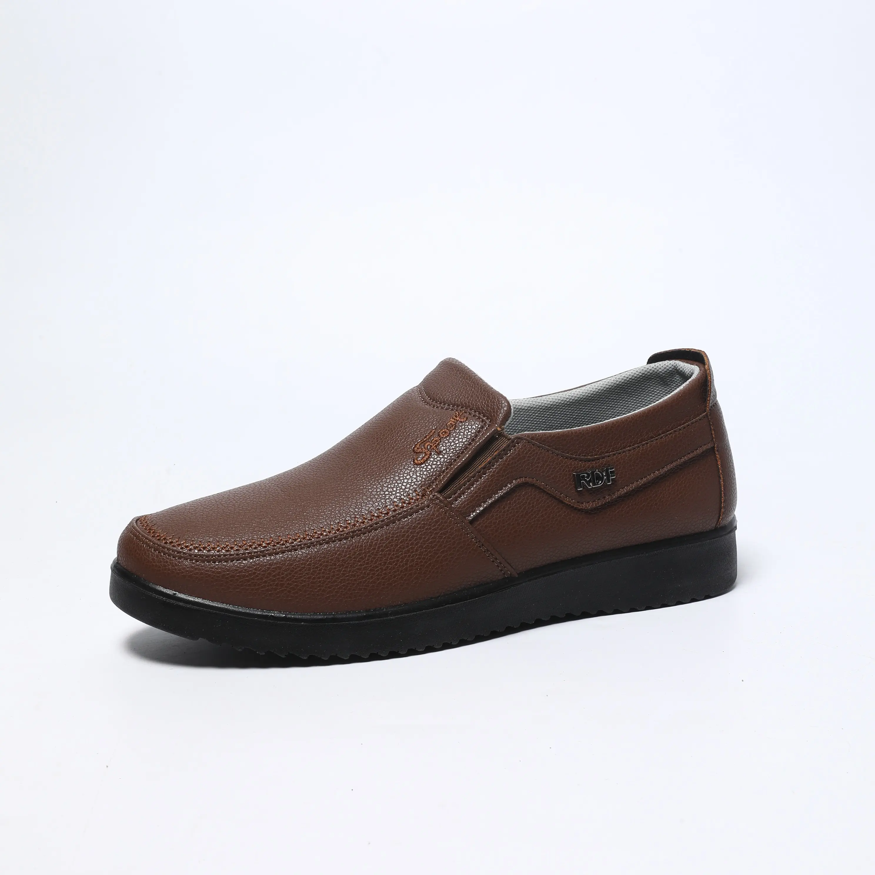 Men's Slip-On Leather Loafers, Business Casual Footwear with Rivet Accent, Breathable Comfortable Ankle Shoes with Non-Slip Sole, Korean, Father's Day Gift