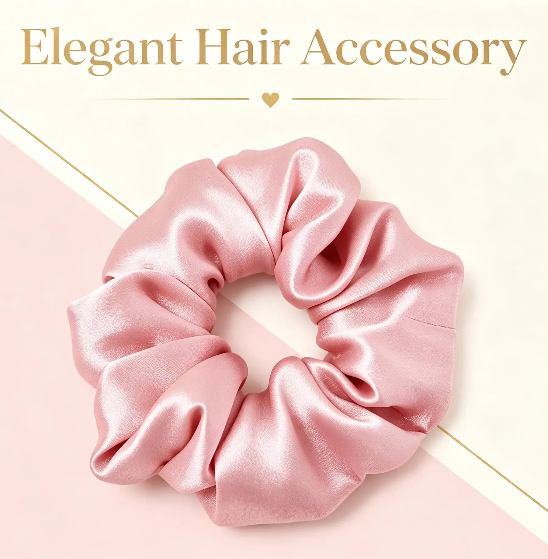 Silky Satin Scrunchies for Women, Gentle No-Crease Hair Ties, Elegant Hair Accessories for Thick & Thin Hair (Pink)