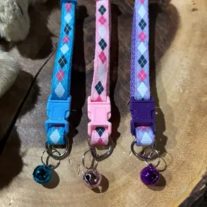 Pet Bell Collars Unit of 3 Quick Attach No Break Away for Cats or Small Pets with Colorful Leopard Print Design One Size Cute Animal Print with Bell and Clasp