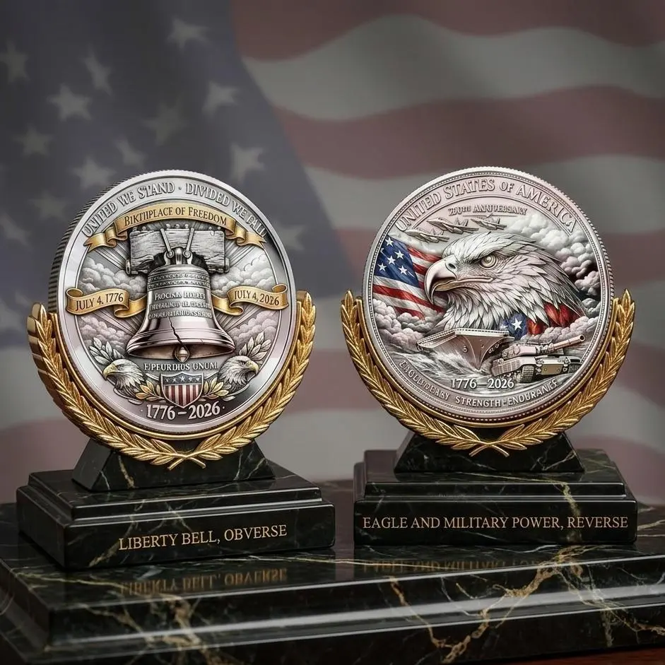 America 250th Anniversary Commemorative Coin, USA 250th Anniversary Challenge Coin 1776-2026 for Patriotism, Freedom, American Eagle & Patriotic Symbols Collectible