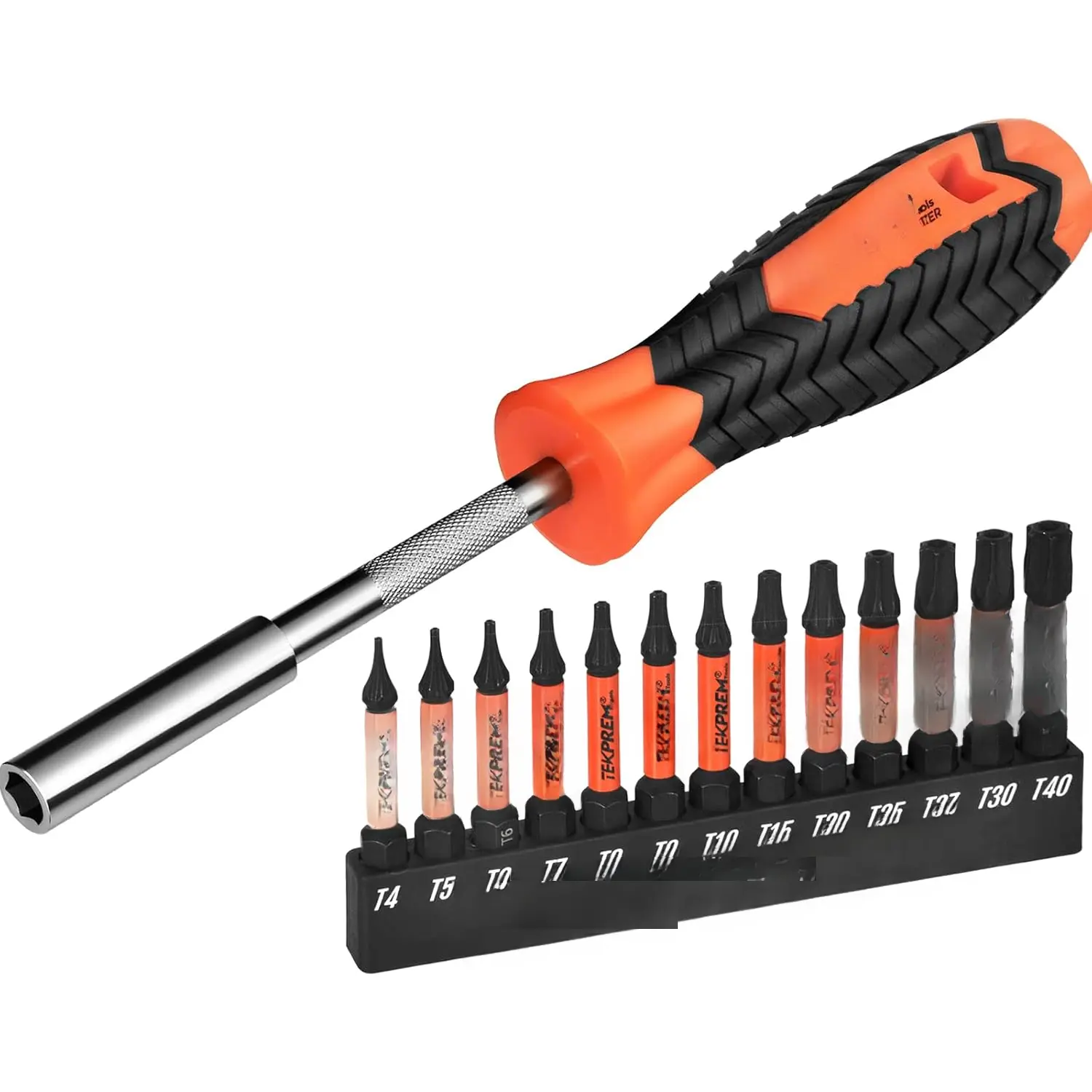 Long Torx Bit Set with  Bit Driver, 13-  Torx  Bit Set with 2 inch T4 T5 T6 T7 T8 T9 T10 T15 T20 T25 T27 T30 T40 Tamper Resistant