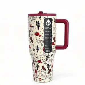 HydroJug 40oz Traveler Straw Tumbler, Wild West-inspired Print Insulated Tumbler,  Ideal for Sports, Travel, Office, Hiking, Ergonomic Handle, All-Day Hydration Cup