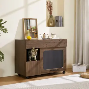 Hardware Furniture Style multi-use Cat litter box house With Storage