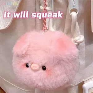 Cute Pink Pig Squeaky Plush Keychain, Adorable Mini Piggy Bag Pendant Charm, Soft Stuffed Small Doll for Bags & Keys, Lovely Squeeze Sound Toy Decor for Girls, Perfect Sweet Gift for Birthday, Holiday, Friends & Daily Bag Styling