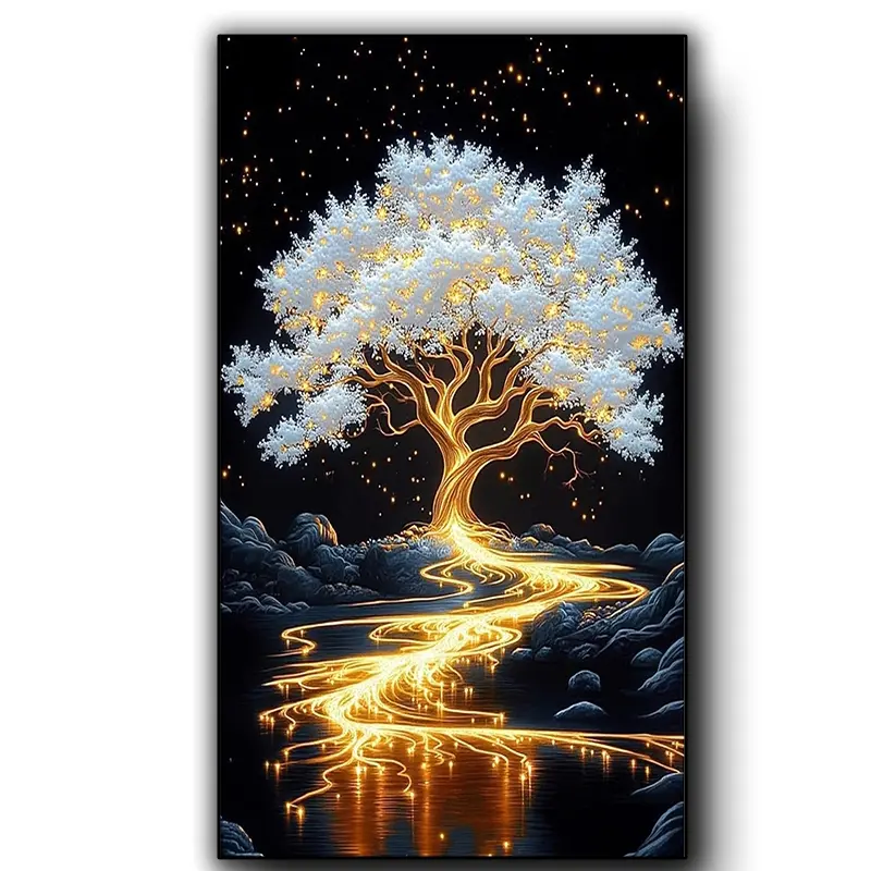 Tree of Life DIY Large Size Round Diamonds Diamond Pattern Design Diamond Art Kit, Tree 5D Full Drill Diamond Painting, Adult Crafts, Wall Decor for Home Office
