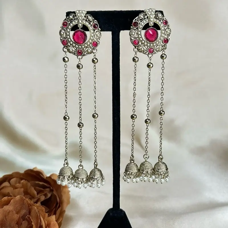 Elegant Polki-Kashmiri Jhumki Earrings for Traditional Occasions