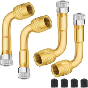 Valve Stem Extenders , 90 Degree Schrader Tire Valve Extension, Compatible for Dually Wheels Passenger Cars,RV,Stroller,Bicycles,Motorcycles and Trailers Silver