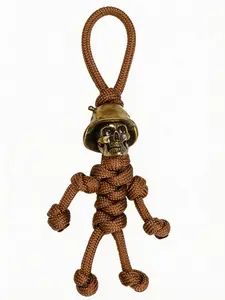 Gothic Skull Keychain, Punk Style Military Umbrella Pendant, Durable Patchwork Car Keyring, Retro Aesthetic Accessory for Cool People, Keychain For Bags
