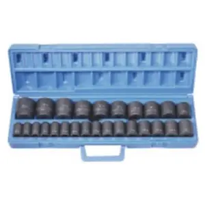 212 MAIN 26-Pc 1/2-Dr Chrome-Mo Steel Metric Master Impact Drive Socket Set - Standard Length High Quality Hardware Socket Wrench Set for Cycling High Torque Jobs