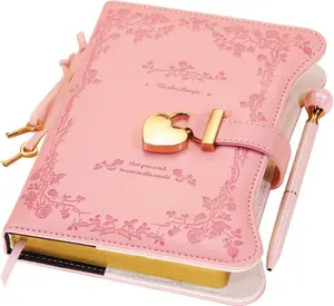 Pink Diary with Lock and Keys for Girls Gift Ideas, 360 Gold Edged Pages Journal for Women, B6 Refillable Notebook for Writing with Pen and Bookmark (Garden Pink)