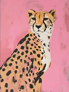 Pink Cheetah Art Print Aesthetic Safari Wall Decor for Nursery Girl’s Room & Home Trendy Poster  Bold Pink Aesthetic Modern