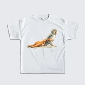 Monkey Punch Graphic Tee Shirt, Baby Monkey Holding Plush Toy TShirt, Animal Lover Gift, Cute Trendy Shirt, Emotional Tops