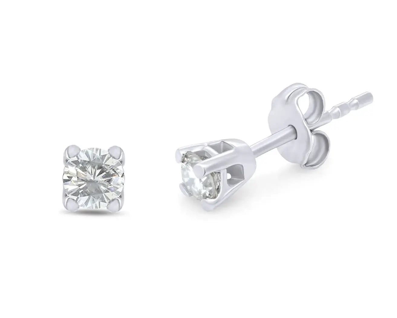 3.0mm Round Cut VVS1 Moissanite  925 Sterling SIlver Studs Earrings | Push Back Earrings