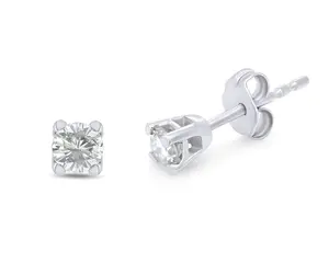 3.0mm Round Cut VVS1 Moissanite  925 Sterling SIlver Studs Earrings | Push Back Earrings