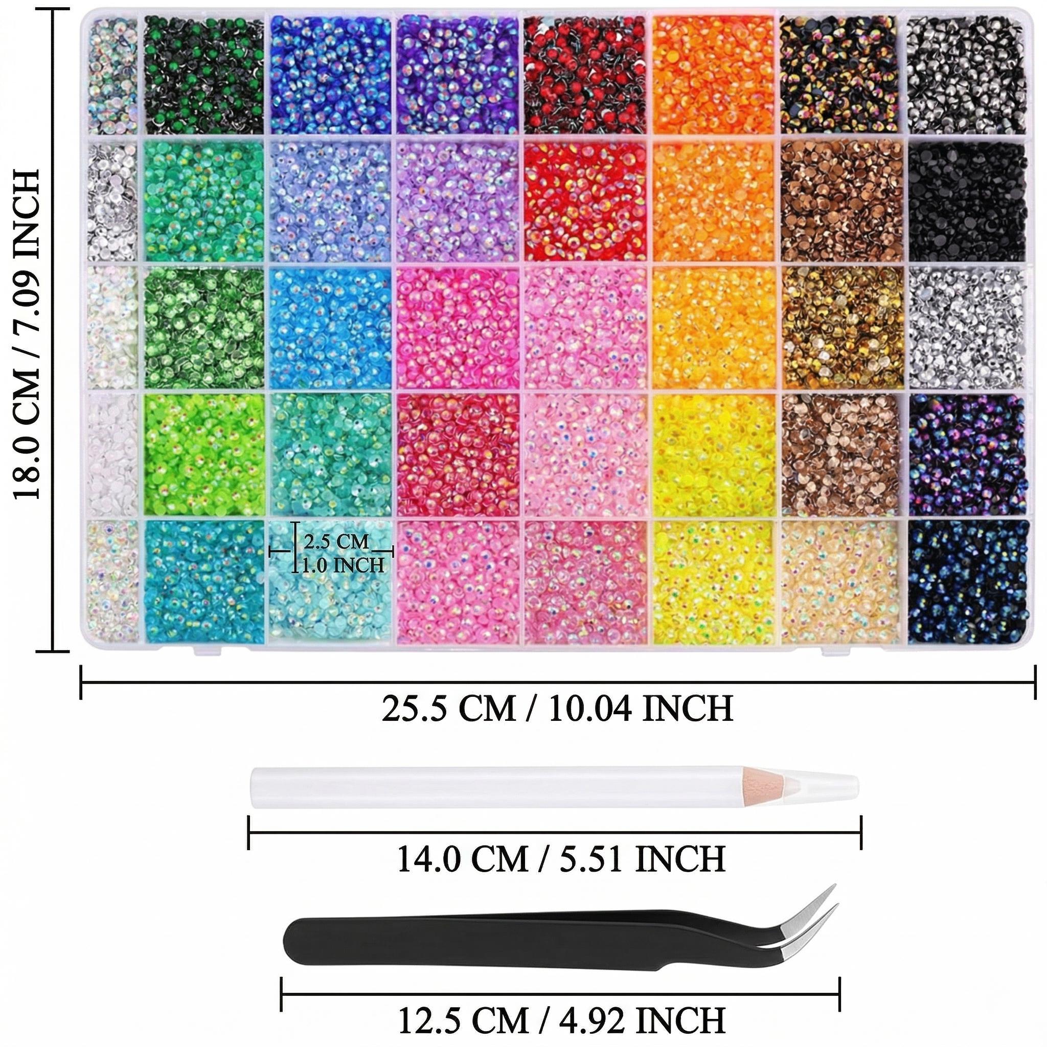 40 Grids Gem DIY Bedazzling Kit with Mixed ResinRhinestones & Tweezers, Pick up Pen and GiftedTools for DIY Crafts Apparel Nail Art Supplies Clothing Tumblers Shoes Fabric Nail Art with Gifted Tools and tweezers Shimmer Colorful flatback bead