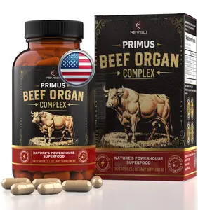 PRIMUS Beef Organ Supplement | Grass-Fed 5-Organ Blend for Energy & Vitality, 180 Capsules