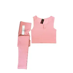 2 PC Seamless Notch U Neckline Tank Top and Legging Set