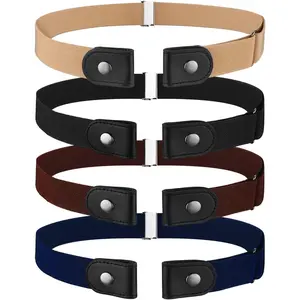 NEW 4 Pieces No Buckle Stretch Belt for Women Men Adjustable Unisex Invisible Elastic Belt for Jeans Pants Skirts