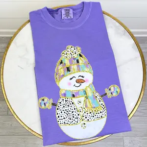 Brushstroke Snowman Purple Comfort Colors T-Shirt 'NLB'