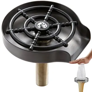 VEVOR Glass Rinser, 10 Powerful Spraying Jets 360 Rotating Cup Rinser for Sink, 304 Stainless Steel Faucet Cup Washer with ABS Cup Holder for Baby Bottle, Glass Cup, Wine Glass (Silver Grey Base)