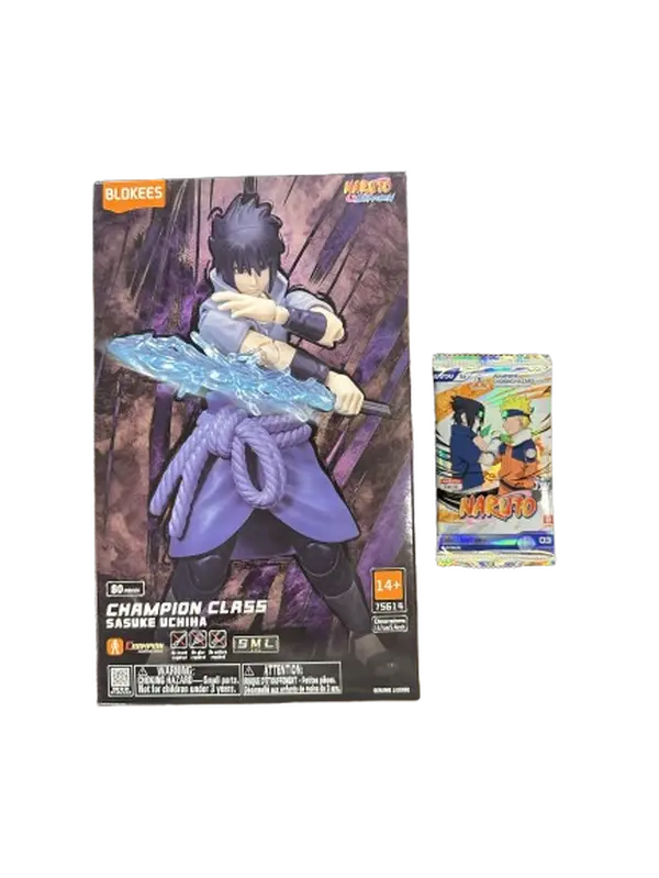 Naruto Bundle - Kayou Naruto Chapter Jin Series 3 Booster Pack & Blokees Naruto Champion Class Sasuke Uchiha - Qty 1