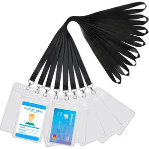 Lanyards with Vertical ID Badges Holder 8 Pack Black  Lanyard for  Office ID Card Holder