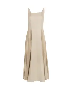 Side Pleated Jumper- Beige