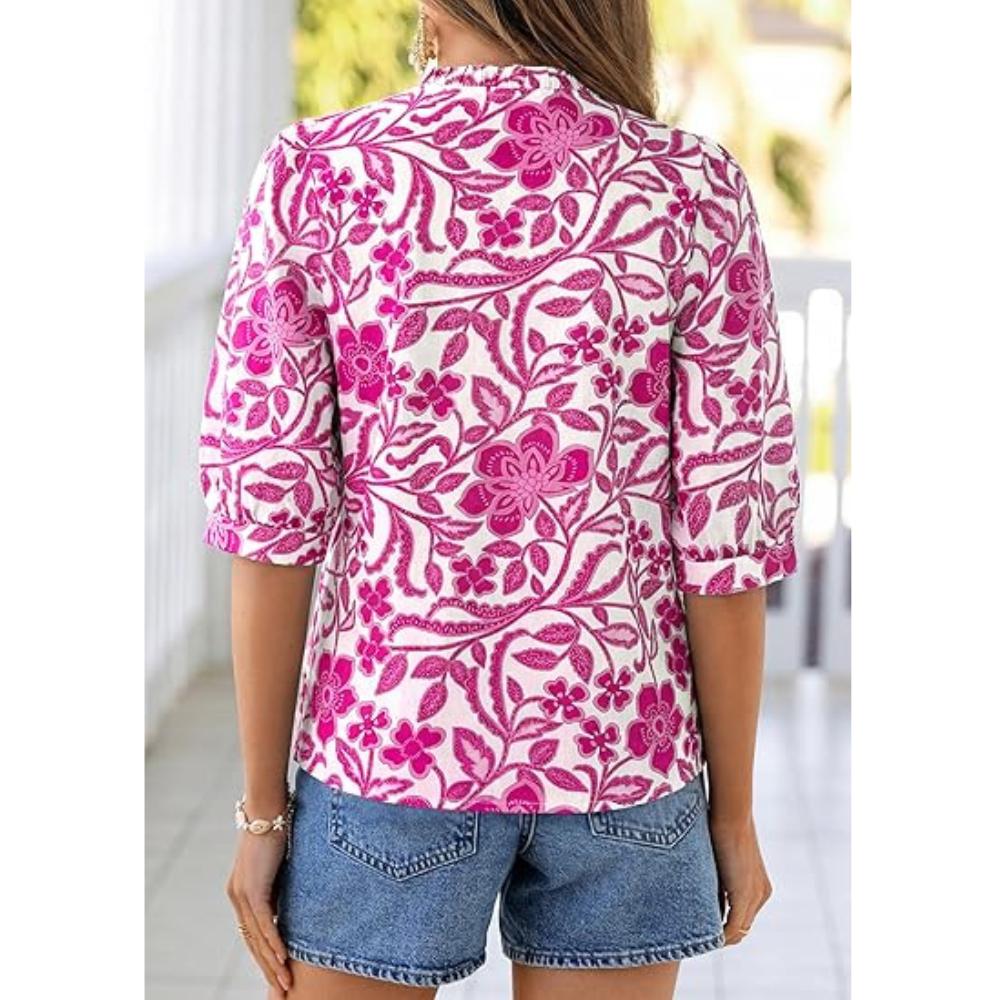 PRETTYGARDEN Women's Summer Floral Blouses Dressy Casual Half Sleeve V Neck Going Out Boho Tops Spring Fashion Clothing PRETTYGARDEN Women's Summer Floral Blouses Dressy Casual Half Sleeve V Neck Going Out Boho Tops Spring Fashion Clothing