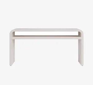 Modern White Oak Console Table with Waterfall Edge | 2-Tier Minimalist Entryway Table